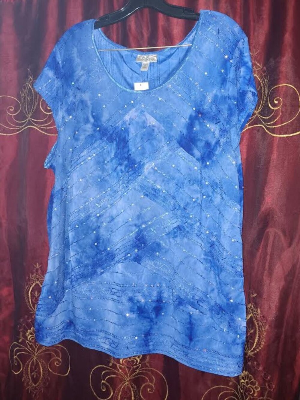 Dress Barn Blue beaded boho plus size shirt 3x NWT